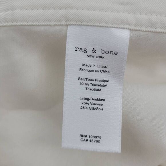 Rag & Bone Adrian Midi Dress Womens XS Antique White Square-Neck Side-Button - Picture 9 of 13